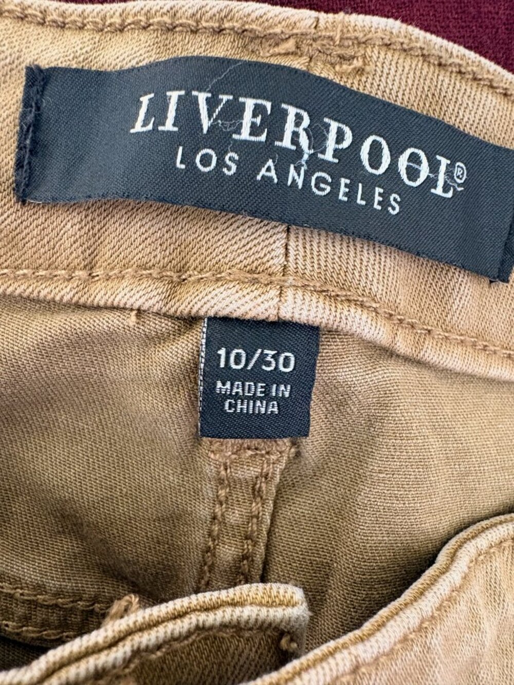 Liverpool Tan Kennedy Raw Hem Straight Crop Jeans Size 10/30 - Picture 5 of 7